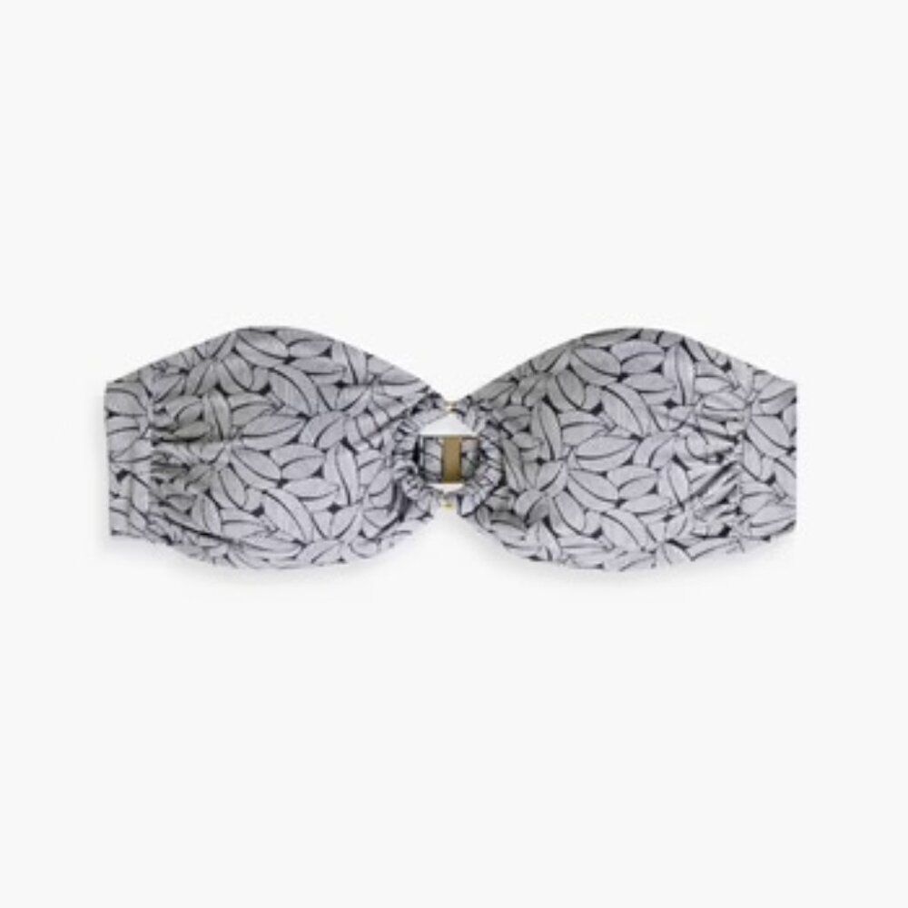 Onia Liberty Leaves Luna Bandeau Black/White bikini top, size L